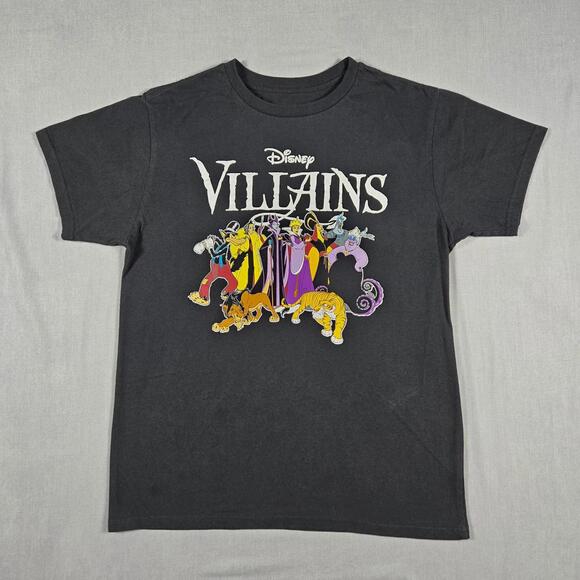 Disney Villains T-Shirt L Black Graphic Tee Evil Queen Ursula Maleficent - Picture 1 of 13